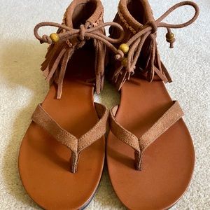 MIA Beaded Fringed Sandals NWOB 7